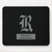 Chic Black and Gray Classic Text Monogram Mousepad (Vorne)