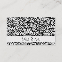 Chic Black and Gray Leopard Print Business Card Visitenkarte