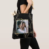 Chic Black and Imitats Gold Botanisch mit Foto Tasche (Von Nahem)