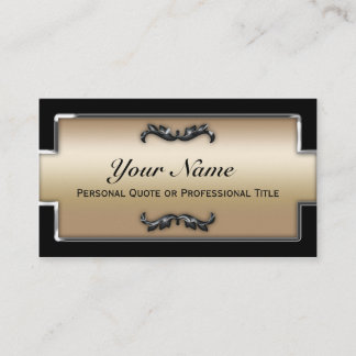 Chic Black and Light Gold Metallic Business Cards Visitenkarte