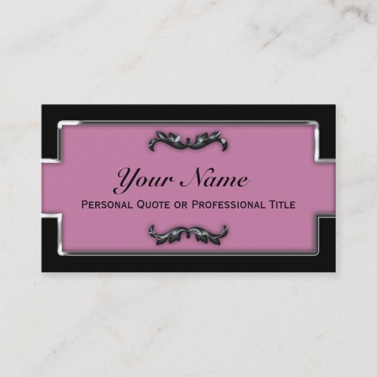 Chic Black and Lila Metallic Business Cards Visitenkarte (Vorderseite)