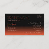 Chic Black and Orange Mirror Schriftart mit Monogr Visitenkarte (Rückseite)