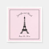 Chic Black and Pink French Eiffel Tower Wedding Serviette (Vorderseite)