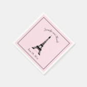Chic Black and Pink French Eiffel Tower Wedding Serviette (Ecke)
