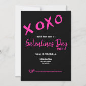 Chic Black and Pink Galentine Party XOXO Stilvoll Magneteinladung (Vorderseite)