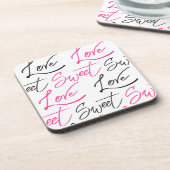 Chic Black and Pink Liebe und Sweet Pattern Getränkeuntersetzer (Linke Seite)