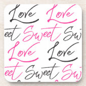 Chic Black and Pink Liebe und Sweet Pattern Getränkeuntersetzer (Vorderseite)