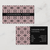 Chic Black and Pink Modernes Muster Visitenkarte (Vorne/Hinten)