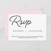 Chic Black and Pink UAWG wedding vorbehaltener Pla RSVP Karte (Vorne/Hinten)