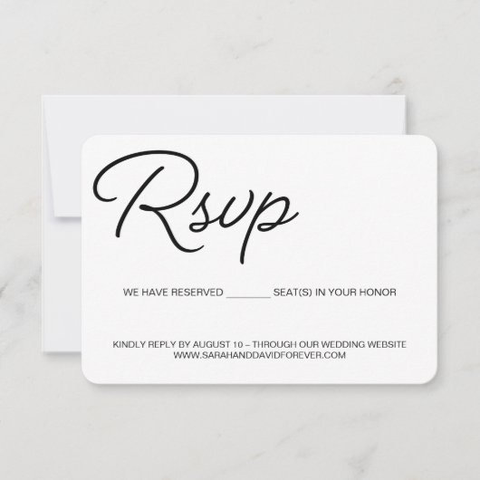 Chic Black and Pink UAWG wedding vorbehaltener Pla RSVP Karte (Vorderseite)