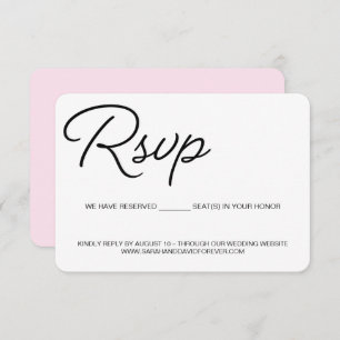 Chic Black and Pink UAWG wedding vorbehaltener Pla RSVP Karte