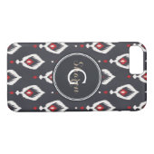 Chic black and red ikat tribal pattern monogram Case-Mate iPhone hülle (Rückseite (Horizontal))