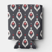 Chic black and red ikat tribal pattern monogram dosenkühler (Rückseite)