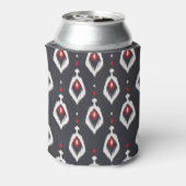 Chic black and red ikat tribal pattern monogram dosenkühler (Kanne Rückseite)