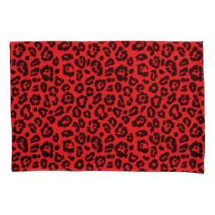 Chic Black and Red Leopard Print Kissenbezug