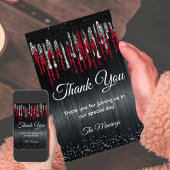 Chic Black and Red Silber Glitzer Tropfen vielen D Karte