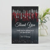 Chic Black and Red Silber Glitzer Tropfen vielen D Karte (Stehend Vorderseite)