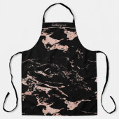Chic Black and Rose Gold Foil Marmor Schürze (Vorderseite)