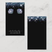 Chic Black and Seashell Glitzer Earring Display Visitenkarte (Vorne/Hinten)