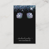 Chic Black and Seashell Glitzer Earring Display Visitenkarte (Vorderseite)