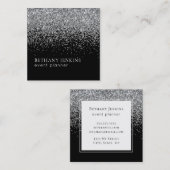 Chic Black and Silver Glitzer Business Card Quadratische Visitenkarte (Vorne/Hinten)