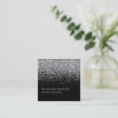 Chic Black and Silver Glitzer Business Card Quadratische Visitenkarte (Stehend Vorderseite)