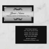 Chic Black and Silver Metallic Business Cards Visitenkarte (Vorne/Hinten)