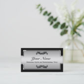 Chic Black and Silver Metallic Business Cards Visitenkarte (Stehend Vorderseite)