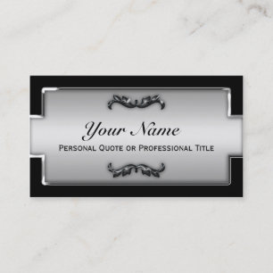 Chic Black and Silver Metallic Business Cards Visitenkarte