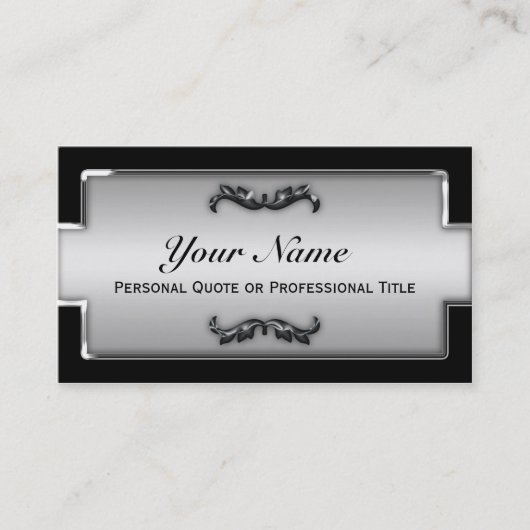 Chic Black and Silver Metallic Business Cards Visitenkarte (Vorderseite)