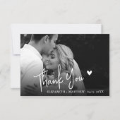 Chic Black and White 2 Photo Script Wedding  Dankeskarte (Vorderseite)