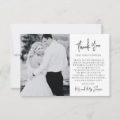 Chic Black and White 2 Photo Script Wedding  Dankeskarte (Rückseite)