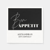 Chic Black and White Bon Appétit Birthday Serviette (Vorderseite)