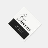 Chic Black and White Bon Appétit Script Geburtstag Serviette (Ecke)