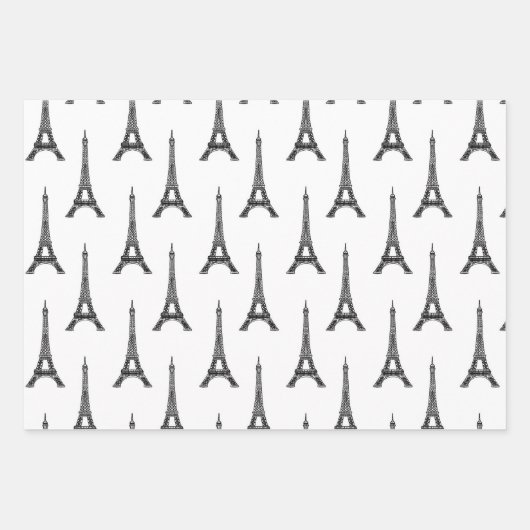 Chic Black and White Bonjour Geschenkpapier Set (Vorderseite)