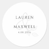 Chic Black and White Botanical Floral Wedding Runder Aufkleber (Vorderseite)