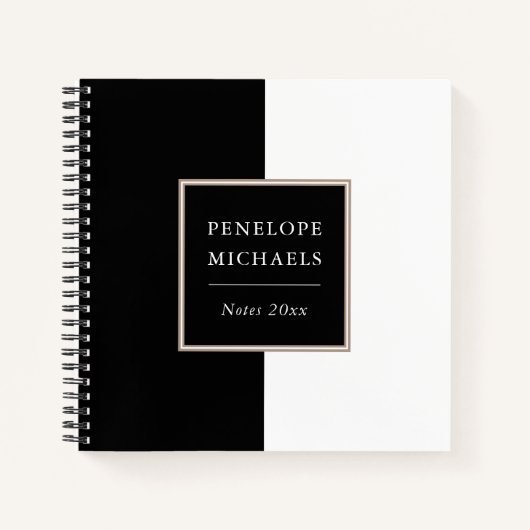 Chic Black and White Color Block Notebook Notizblock (Vorderseite)