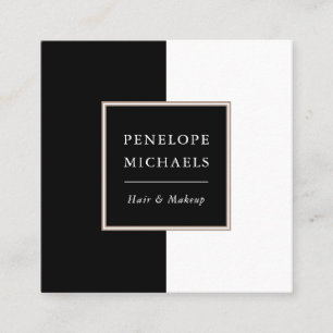 Chic Black and White Color Block Quadratische Visitenkarte