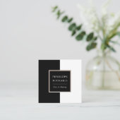 Chic Black and White Color Block Quadratische Visitenkarte (Stehend Vorderseite)
