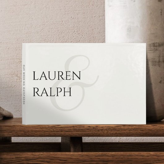 Chic Black and White Couple Monogram Gästebuch