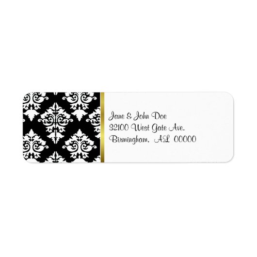 Chic Black and White Damask Labels (Vorne)