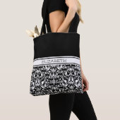 Chic Black and White Damask Personalisiert Totbeut Tasche (Von Nahem)