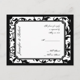 Chic Black and White Damask UAWG Postcard Einladungspostkarte