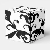 Chic Black and White Damask Wedding Favor Box Geschenkschachtel (Rückseite)