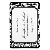 Chic Black and White Damask Wedding Save the Date Magnet (Vertikal)
