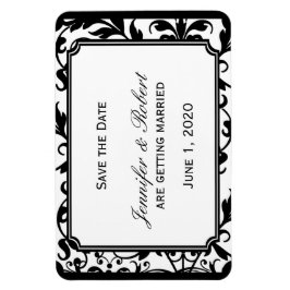 Chic Black and White Damask Wedding Save the Date Magnet