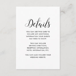 Chic Black and White Dots Hochzeitgästen Details Begleitkarte