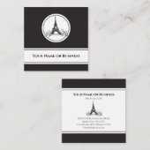 Chic Black and White Eiffel Tower Paris Frankreich Quadratische Visitenkarte (Vorne/Hinten)