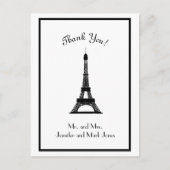 Chic Black and White Eiffel Tower Vielen Dank Postkarte (Vorderseite)