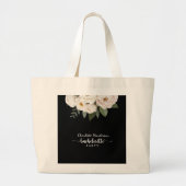 Chic Black and White Floral Junggeselinnen-Abschie Jumbo Stoffbeutel (Vorne)